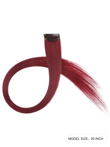 10 piezas de extensiones de cabello sintético recto de longitud media con clips - Burdeos - Ver 3