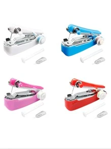 1pc Mini Sewing Machine, Portable Small Manual Sewing Machine, Household Simple Handheld Needlework Manual Sewing Clothes Fabric - Blue - View 4