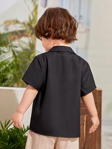 SHEIN Toddler Boys Dinosaur Print Shirt - Black - View 2