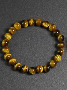 老虎眼睛串珠手鏈 - 金黃色 - 查看 1
