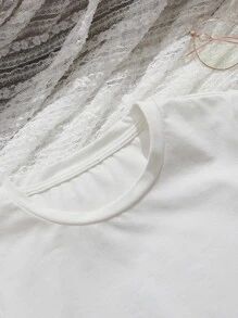 SHEIN Girls Button Detail Asymmetrical Hem Tee - White - View 3