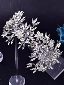 Rhinestone Decor Bridal Hair Band - Silver - View 2