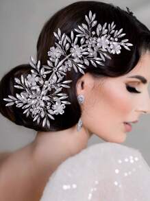 Rhinestone Decor Bridal Hair Band - Silver - View 3