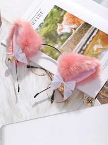 鈴鐺和蝴蝶結裝飾立體髮箍 - 灰色 - 查看 1