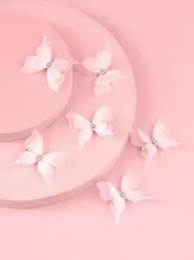 Niñas 6 piezas Pinza de pelo de cocodrilo con diamante de imitación & con diseño de mariposa