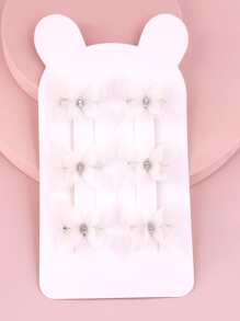 Niñas 6 piezas Pinza de pelo de cocodrilo con diamante de imitación & con diseño de mariposa