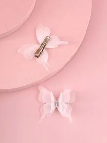 Niñas 6 piezas Pinza de pelo de cocodrilo con diamante de imitación & con diseño de mariposa