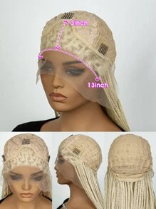 13*3 Lace Front Long Braided Synthetic Wig - Ombre - View 7
