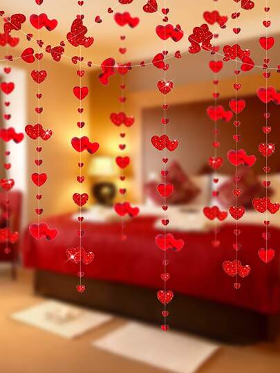 1入組紙流蘇窗簾金屬心形裝飾掛飾