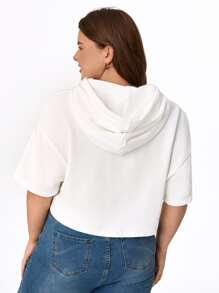 SHEIN BASICS Plus Solid Drop Shoulder Drawstring Tee