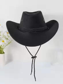 繩索裝飾牛仔帽 - 黑色 - 查看 2