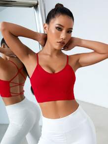Easithlete Crisscross Backless Sports Bra For Chinese New Year