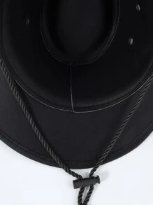 繩索裝飾牛仔帽 - 黑色 - 查看 6