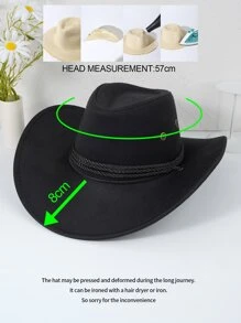 繩索裝飾牛仔帽 - 黑色 - 查看 7