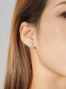 1對蛋白石獨角獸耳釘女士們珠寶和手錶S925純銀玫瑰精細首飾類約會禮物