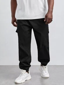 Manfinity Men Flap Pocket Side Cargo Trousers - Black - View 4