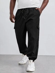 Manfinity Men Flap Pocket Side Cargo Trousers - Black - View 5