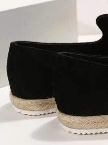 女士圓頭編織度假黑色仿麂皮樂福鞋 - 黑色 - 查看 4