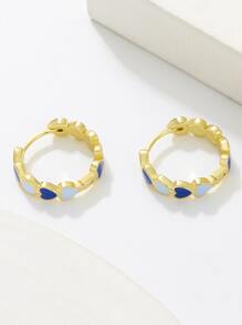 1 对时尚甜美油画心形设计吊坠耳环，适合女士和女孩的日常穿着、派对、婚礼和节日礼物情人节、妈妈、母亲、母亲节、礼物 - 彩色 - 查看 3