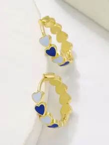 1 对时尚甜美油画心形设计吊坠耳环，适合女士和女孩的日常穿着、派对、婚礼和节日礼物情人节、妈妈、母亲、母亲节、礼物 - 彩色 - 查看 5