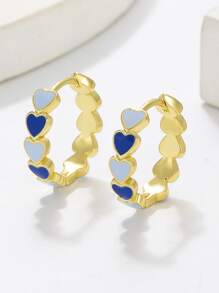 1 对时尚甜美油画心形设计吊坠耳环，适合女士和女孩的日常穿着、派对、婚礼和节日礼物情人节、妈妈、母亲、母亲节、礼物 - 彩色 - 查看 2