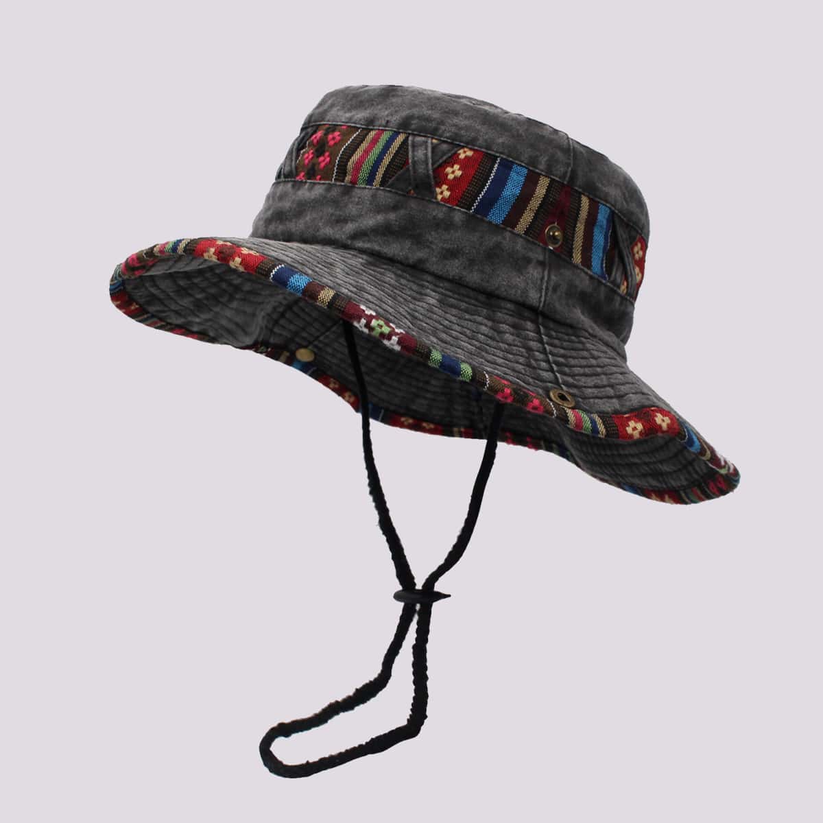 Pieza Sombrero de cubo 100% algodón lavado para hombre, con cierre de cordón, gorra de protección solar retro para deportes al aire libre, sombrero