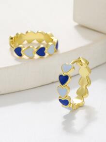 1 对时尚甜美油画心形设计吊坠耳环，适合女士和女孩的日常穿着、派对、婚礼和节日礼物情人节、妈妈、母亲、母亲节、礼物 - 彩色 - 查看 4