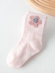 1pc Baby Girls' Tight Pants With Flower Decorated Tights, Children Leggings - Pink - View 6