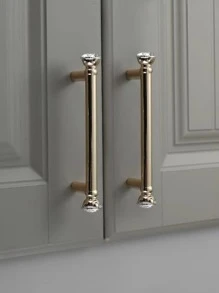 1 Ngăn Kéo Hợp Kim Kẽm Kéo, Tay Cầm Ngăn Kéo Trang Trí Bằng Kim Cương Giả Bắc Âu Cho Gia Đình - Vàng - Xem 3