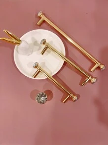 1 Ngăn Kéo Hợp Kim Kẽm Kéo, Tay Cầm Ngăn Kéo Trang Trí Bằng Kim Cương Giả Bắc Âu Cho Gia Đình - Vàng - Xem 5