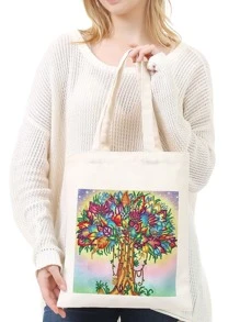 1pc DIY Diamond Tree Pattern Bag, Funny Chemical Fiber Storage Bag For Home - Multicolor - View 4