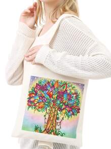 1pc DIY Diamond Tree Pattern Bag, Funny Chemical Fiber Storage Bag For Home - Multicolor - View 7