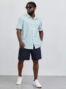 EASEVO Men Plus Allover Print Shirt & Shorts - Multicolor - View 3