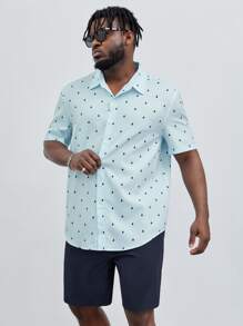 EASEVO Men Plus Allover Print Shirt & Shorts - Multicolor - View 4