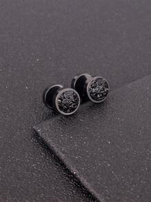 時尚流行男士圓形耳釘不銹鋼朋克嘻哈風格適合珠寶禮物和時尚外觀 - 銀色 - 查看 1