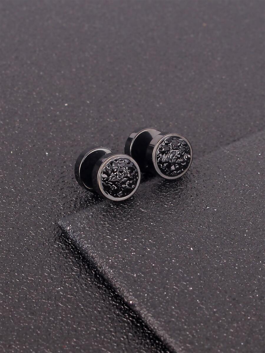 時尚流行男士圓形耳釘不銹鋼朋克嘻哈風格適合珠寶禮物和時尚外觀 - 銀色 - 查看 1