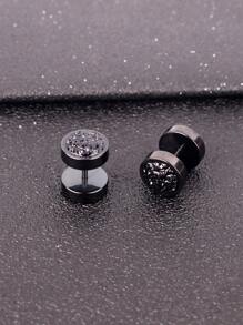 時尚流行男士圓形耳釘不銹鋼朋克嘻哈風格適合珠寶禮物和時尚外觀 - 銀色 - 查看 2