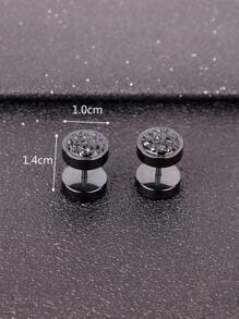 時尚流行男士圓形耳釘不銹鋼朋克嘻哈風格適合珠寶禮物和時尚外觀 - 銀色 - 查看 3