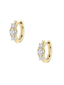 Bông tai dạng vòng trang trí bằng đá Cubic Zirconia dành cho nữ Đám cưới cô dâu Trang sức mỹ - Vàng - Xem 3