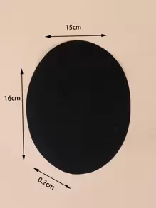 2pcs/set Solid Iron-on Patch, Polyester Oval Shaped DIY Clothing Accessories For DIY - Black - View 3