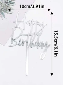 10pcs Silver Acrylic Birthday Cake Dessert Baking Decor Picks - Silver - View 4