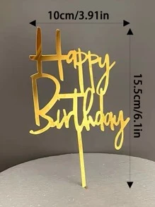 1入組PMMA蛋糕裝飾生日派對標語圖形蛋糕裝飾 - 金色 - 查看 6