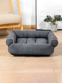 1入組撞色裝飾寵物沙發床 - 深灰色 - 查看 1