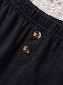 SHEIN Newborn Baby Boy 2pcs Button Front Joggers - Multicolor - View 4