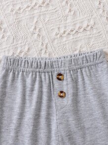 SHEIN Newborn Baby Boy 2pcs Button Front Joggers - Multicolor - View 6