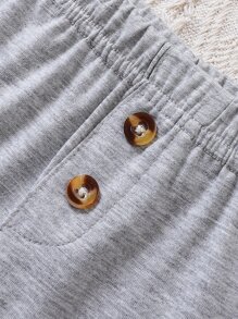 SHEIN Newborn Baby Boy 2pcs Button Front Joggers - Multicolor - View 7