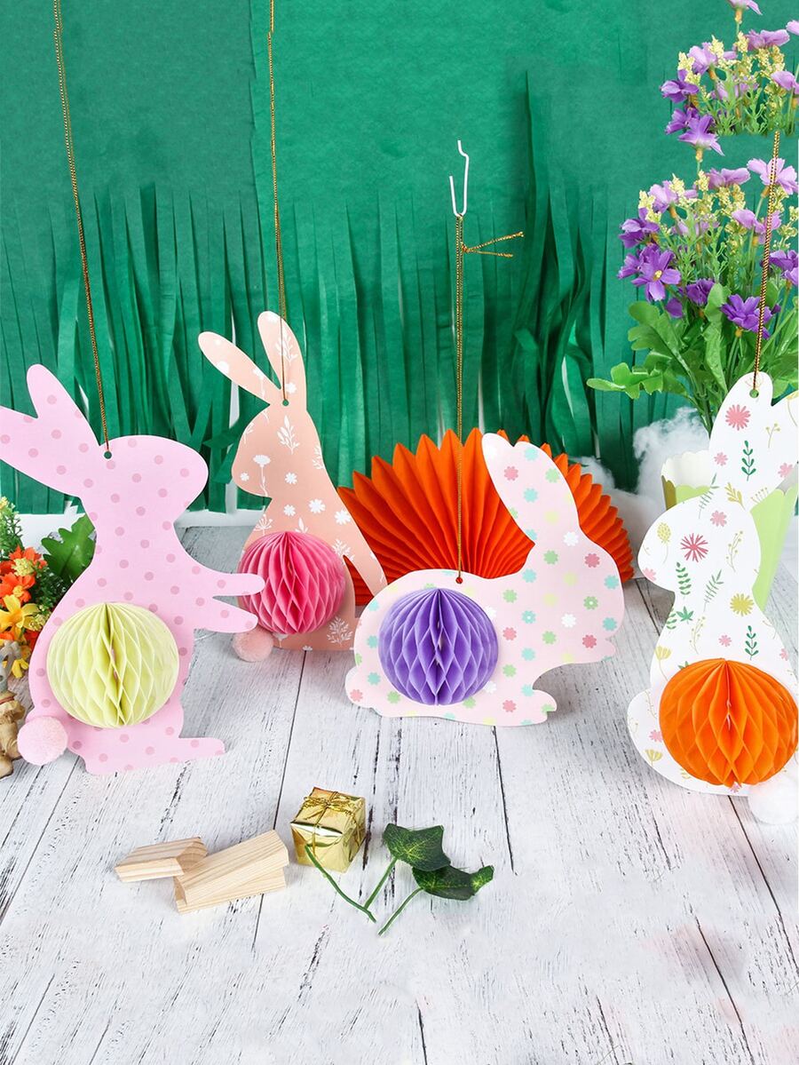 Bola de linterna colgante papel dibujos animados lindo con diseño de conejo para fiesta - Multicolor - Ver 1