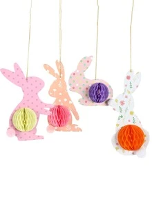 Bola de linterna colgante papel dibujos animados lindo con diseño de conejo para fiesta - Multicolor - Ver 5