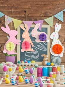 Bola de linterna colgante papel dibujos animados lindo con diseño de conejo para fiesta - Multicolor - Ver 7
