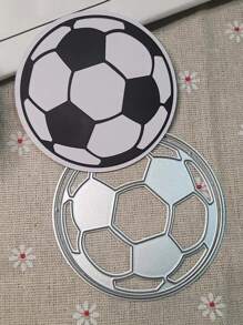 1pc Hadfield Steel Cutting Die, Creative Soccer Design DIY Etched Stencil Craft Die For Home - Silver - View 4